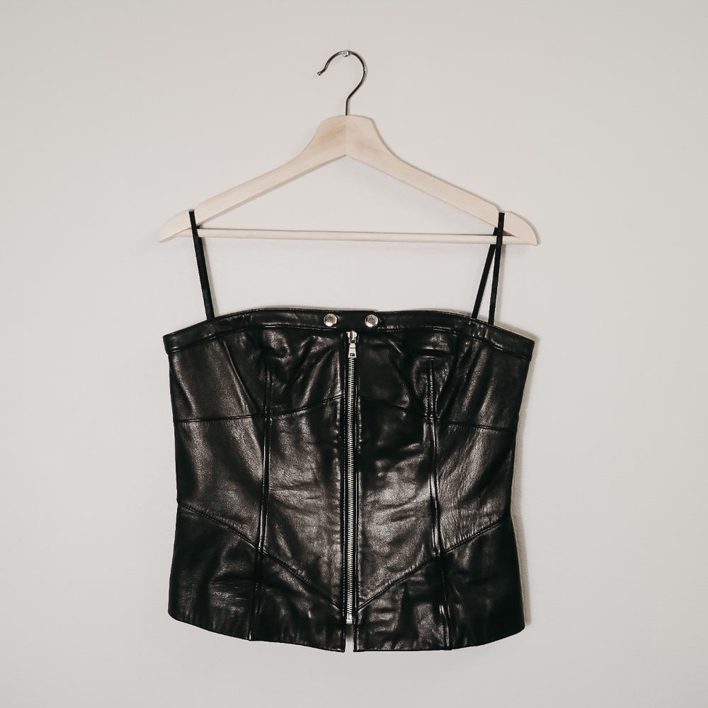 NWOT Laundry By Shelli Segal Leather Corset M